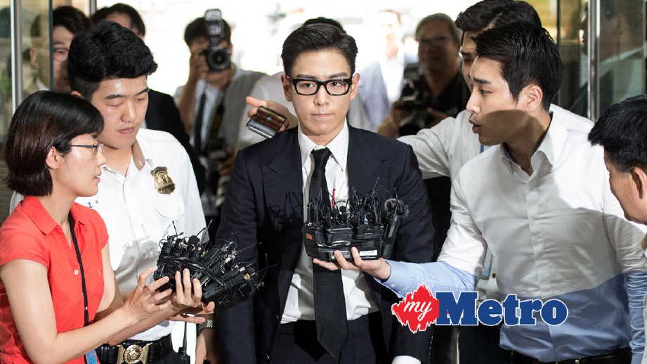 T.O.P tiba di mahkamah. FOTO Reuters