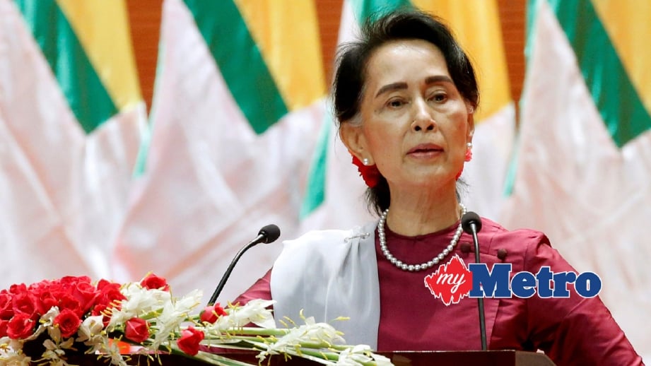 AUNG San Suu Kyi memberi ucapan di Naypyitaw pada 19 September 2017. FOTO Reuters