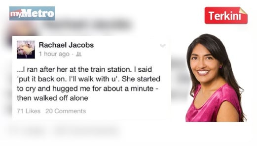 RACHAEL Jacobs, mencetus semangat perpaduan menerusi Facebook miliknya.