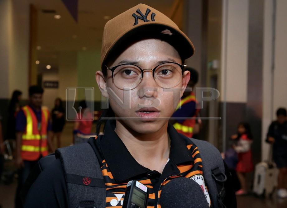 Fatehah Mustapa ditemui pemberita sejurus tiba dari Kejohanan Trek Asia 2019 di Jakarta di Lapangan Terbang Antarabangsa Kuala Lumpur 2 (klia2). FOTO NSTP/Ahmad Irham Mohd Noor.
