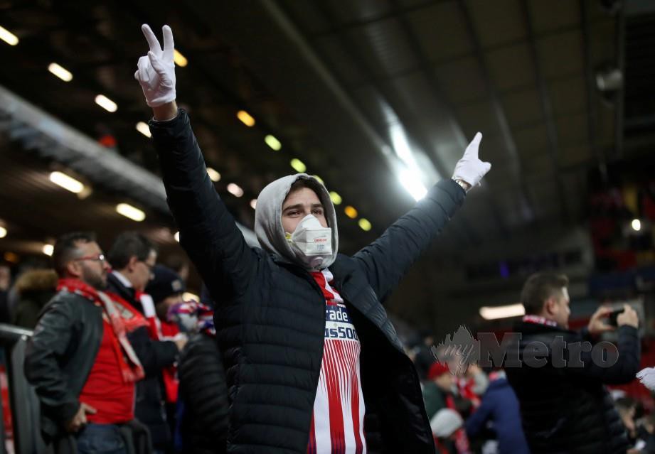 Reaksi jurulatih Atletico Madrid, Diego Simeone. FOTO Reuters