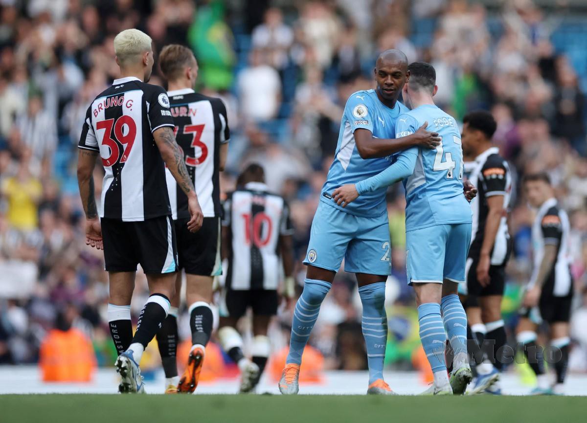 CITY hampiri kejuaraan selepas membelasah Newcastle. -FOTO Reuters 