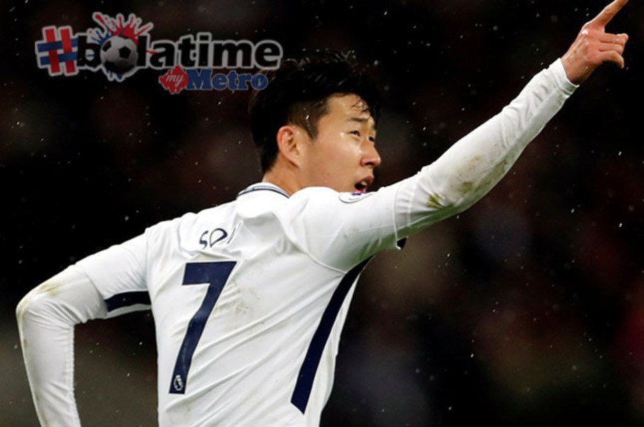 HEUNG-Min ledak gol penyamaan Spus. FOTO/AFP 