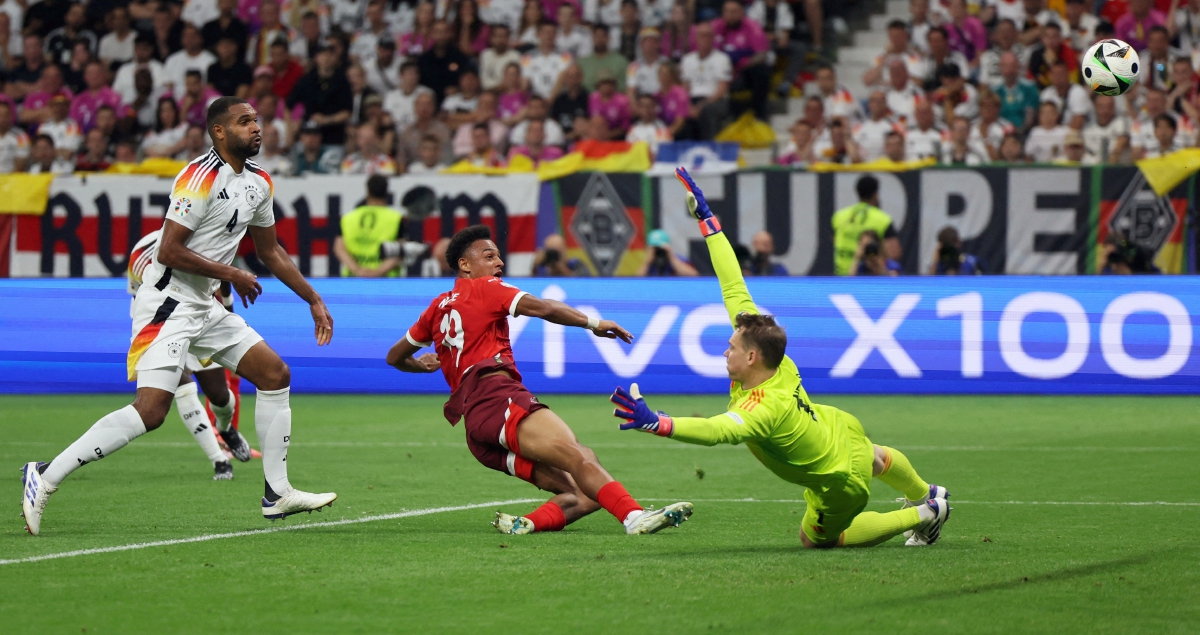 AKSI Ndoye menjaringkan gol Switzerland. FOTO Reuters 