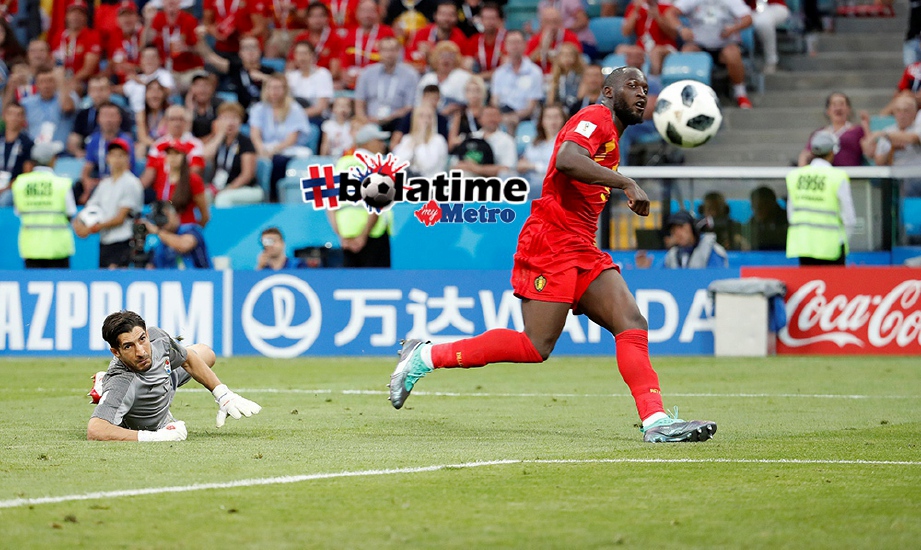 LUKAKU jaring dua gol ketika Belgium menentang Panama. FOTO/AFP 
