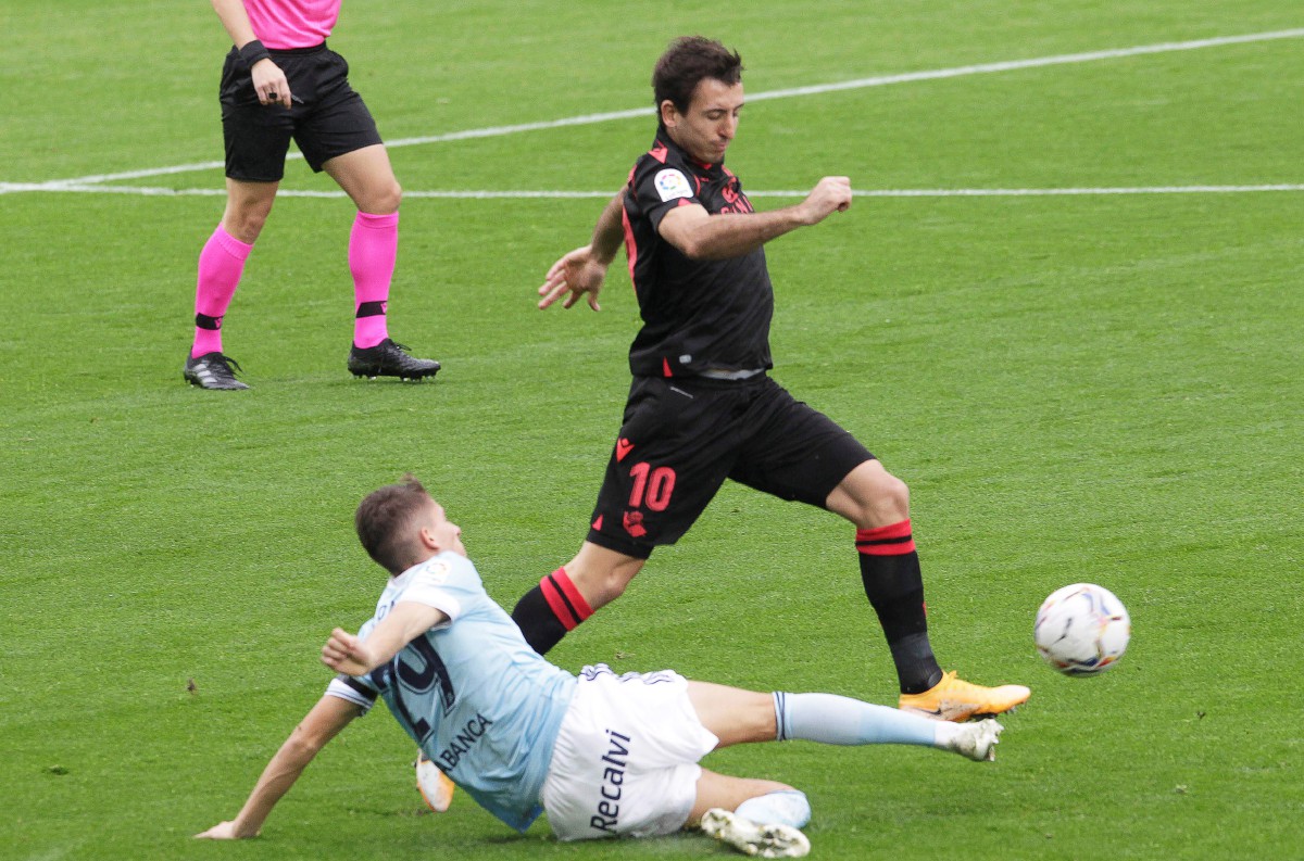 REAL SOCIEDAD melakarkan kemenangan selesa mudah membelasah Celta Vigo. FOTO AFP 