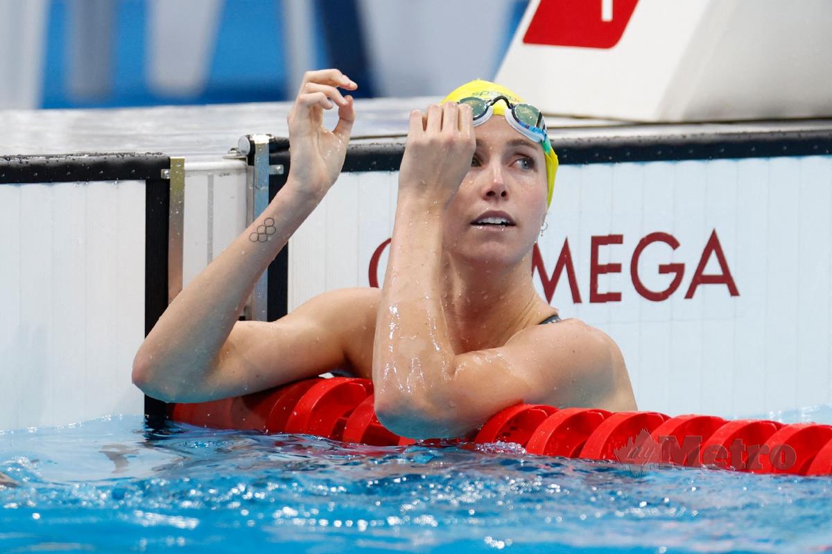PERENANG Australia, Emma McKeon memecahkan rekod Sukan Olimpik ketika saringan acara 100m gaya bebas wanita di Tokyo 2020, hari ini. FOTO AFP