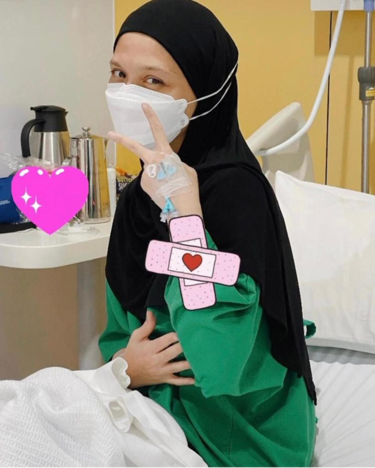Shera Aiyob ketika menjalani rawatan di hospital
