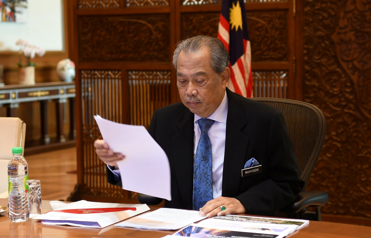 PERDANA Menteri, Tan Sri Muhyiddin Yassin akan mempengerusikan mesyuarat khas Jemaah Menteri di Pejabat Perdana Menteri, esok. FOTO Bernama