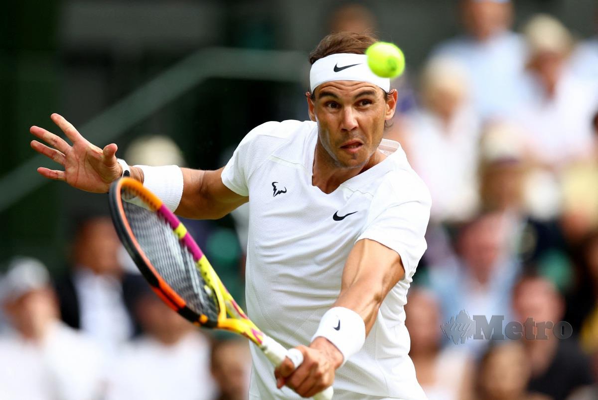 AKSI Nadal di Wimbledon. FOTO Reuters