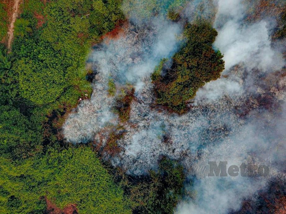 Keadaan kebakaran di Taman STC, Sri Aman pada Selasa lalu. Foto Ihsan JBPM 