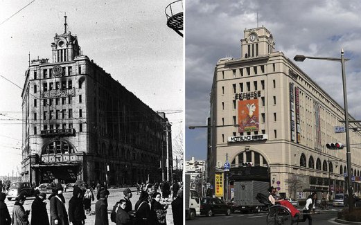 GAMBAR sebelum dan selepas ini menunjukkan kerosakan pada pusat beli-belah Matsuya di Tokyo dan bagaimana ia dibangunkan semula selepas tamat Perang Dunia Kedua.