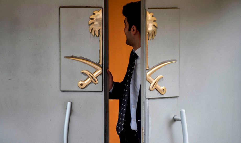 KEDIAMAN konsulat jeneral Arab Saudi di Istanbul. FOTO AFP