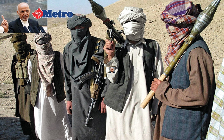 ASHRAF (gambar kecil) tawar genjatan senjata kepada Taliban ketika cuti Aidiladha bulan depan. FOTO/AFP 