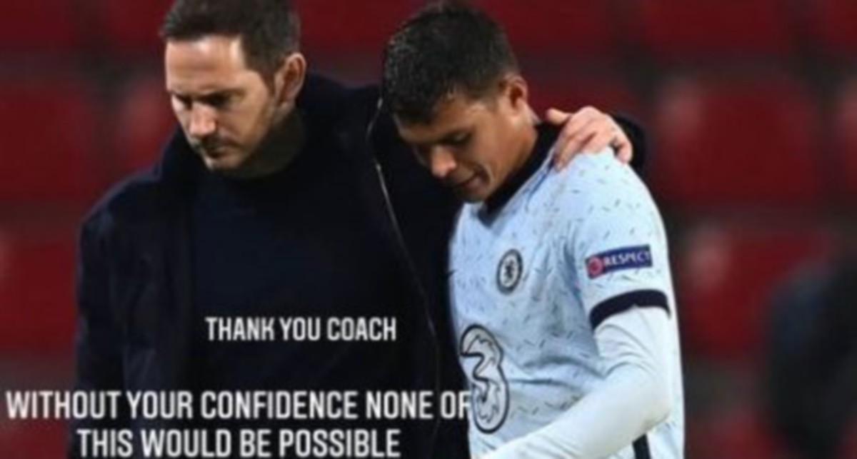 SILVA (kanann) tetap memberi penghargaan kepada bekas jurulatih Chelsea, Lampard. FOTO Ihsan Instagram thiagosilva