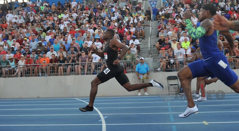 COLEMAN menjuarai acara 100m di kejohanan Amerika Syarikat.
