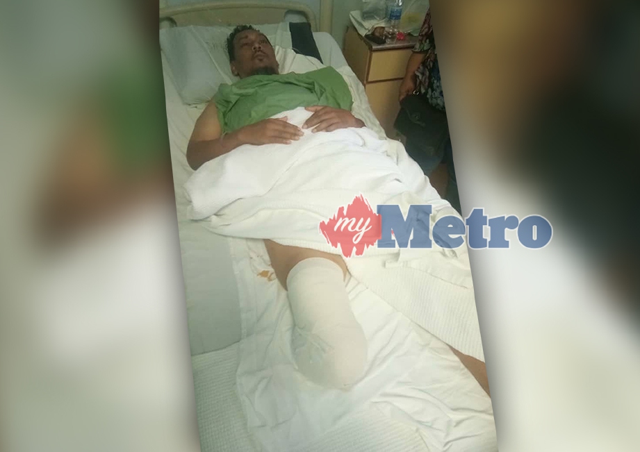 BEKAS pelumba basikal kebangsaan, Ishak Alwi selepas menjalani pembedahan memotong kaki akibat diabetes di Hospital Ampang. FOTO Ehsan YAKEB