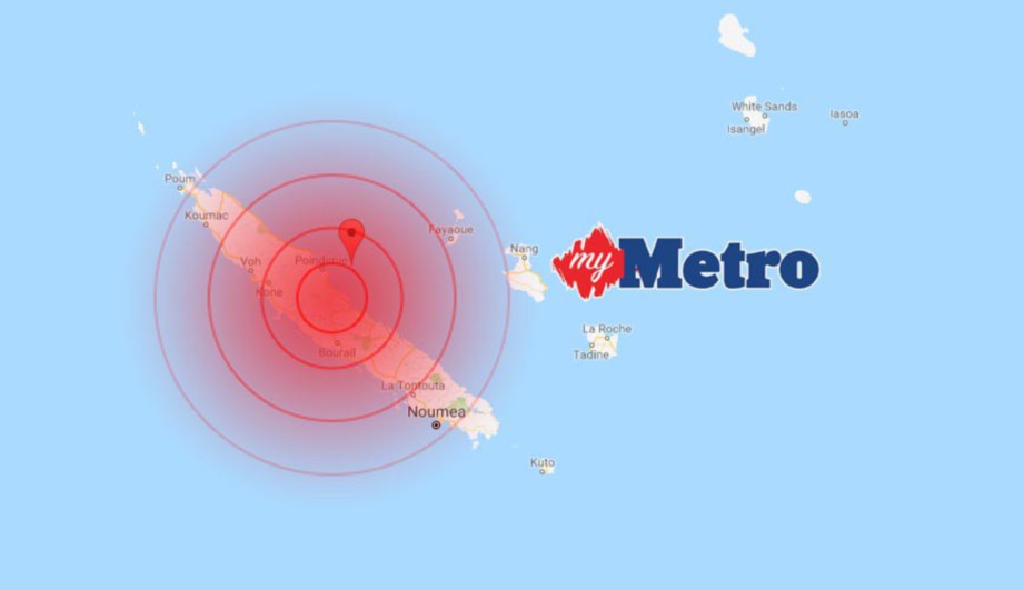 GEMPA bumi  berukuran 7.0 magnitud melanda kawasan berhampiran New Caledonia di Pasifik. FOTO/FAIL 