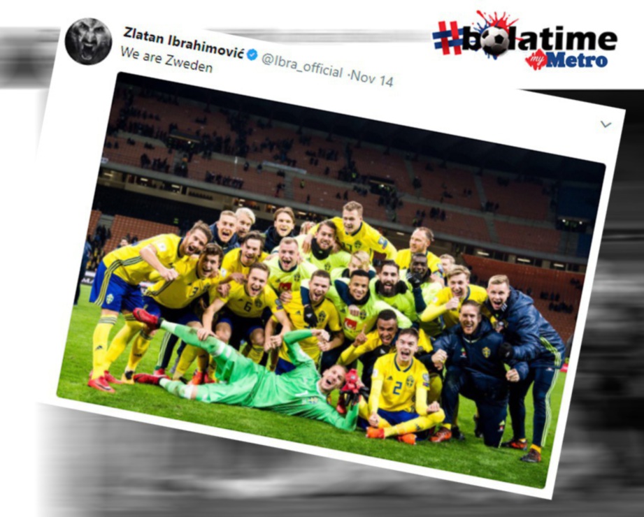 STATUS Ibrahimovic di dalam akaun Twitter miliknya. 