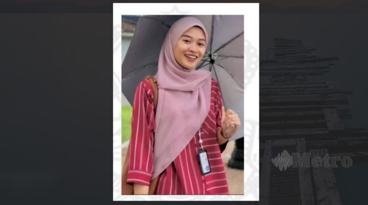 Pihak polis sedang mencari seorang wanita, Nur Farah Kartini Abdullah yang dilaporkan hilang sejak 10 Julai lalu. FOTO IHSAN Polis.