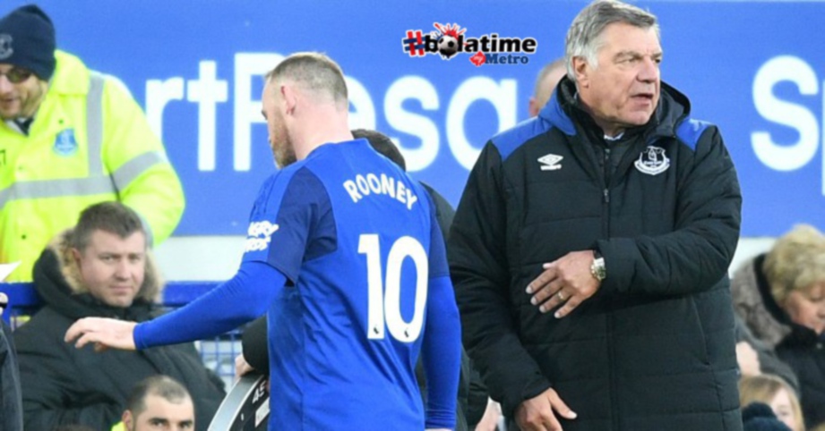 ROONEY dikhabarkan akan meninggalkan Everton sekiranya Allardyce kekal bersama Toffees. FOTO/AFP 