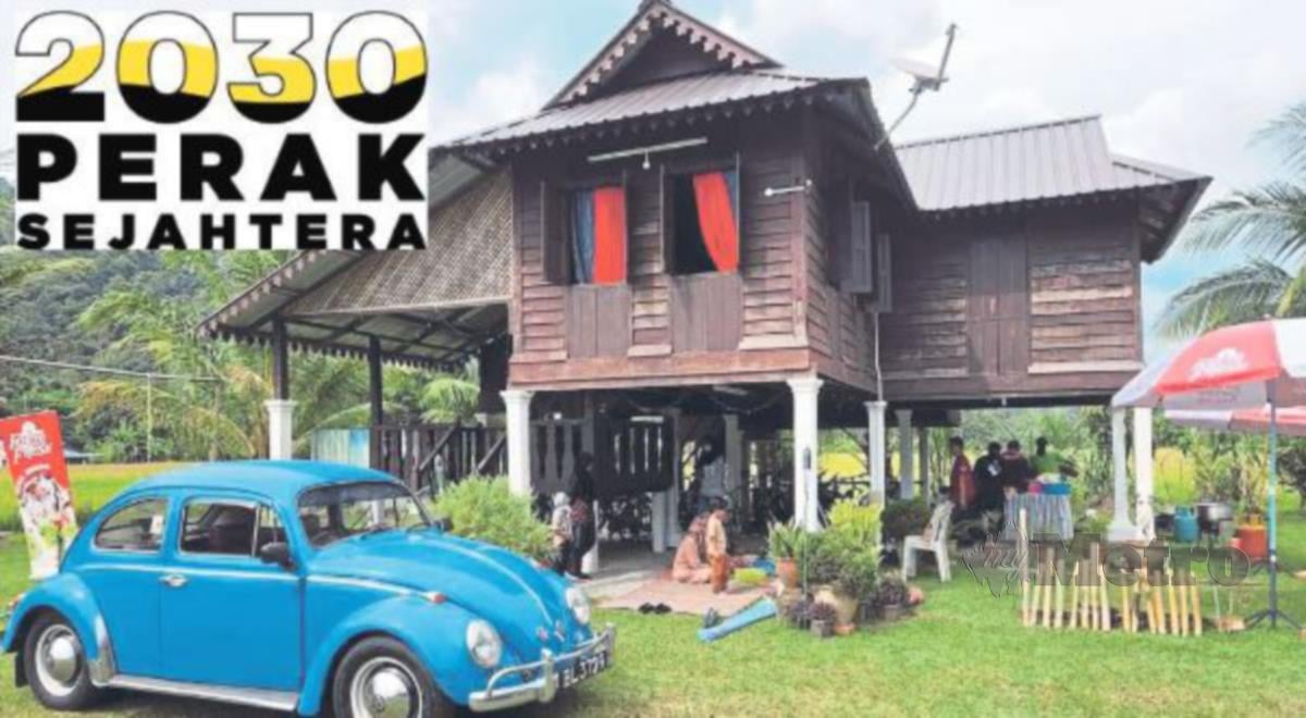 SEBUAH inap desa di Kampung Labu Kubong, Kuala Kangsar  yang menawarkan pengalaman rumah orang lama dikelilingi sawah padi dan bukit-bukau menghijau. FOTO ihsan Noorshazlin Meor Samsudin