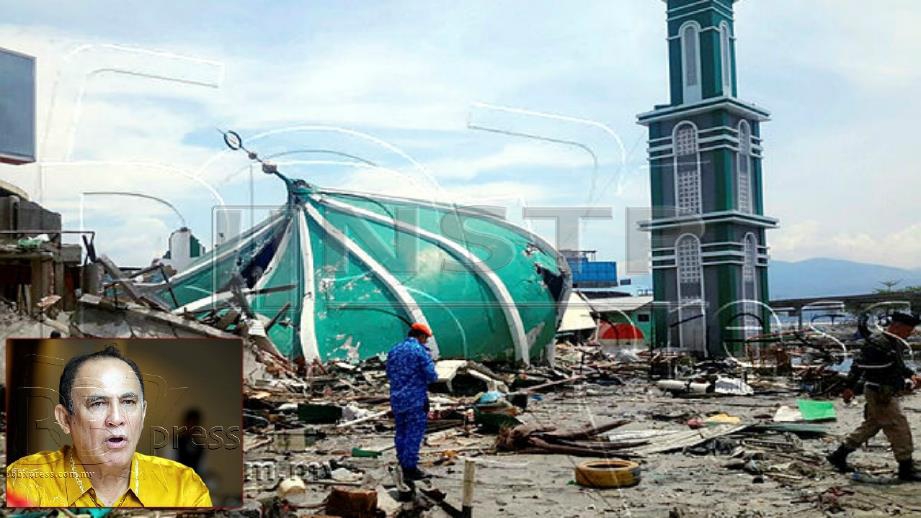 YUSOF sumbang dana untuk bina masjid baru yang rosak akibat Tsunami di Palu. FOTO Arkib NSTP