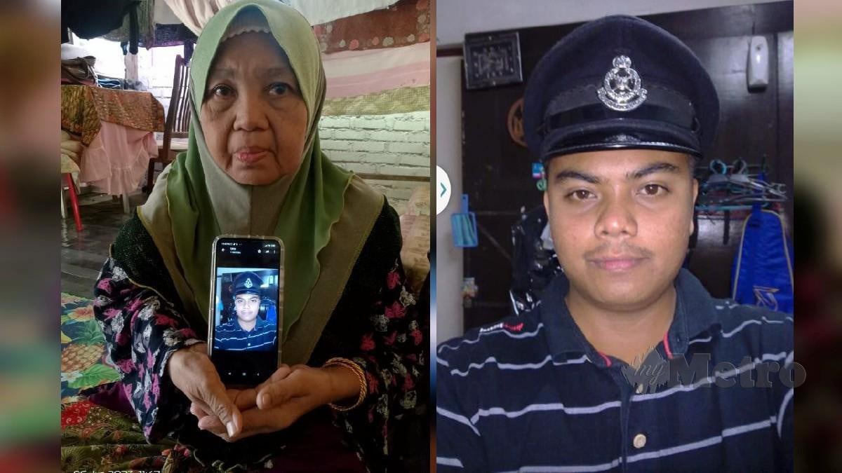 CHE Gayah menunjukkan gambar anak lelakinya, Mohd Ridzuan yang dilaporkan hilang sejak 10 tahun lalu. FOTO ihsan Normah Saleh 