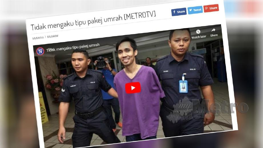 Laporan portal Harian Metro mengenai pendakwaan terhadap Mohd Adam di Mahkamah Sesyen Kuala Terengganu pada 16 Julai lalu.