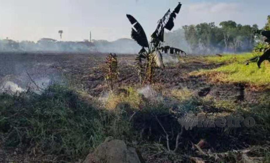 KEBAKARAN membabitkan lapan hektar belukar berhampiran Hospital Lama Alor Setar. FOTO IHSAN Bomba