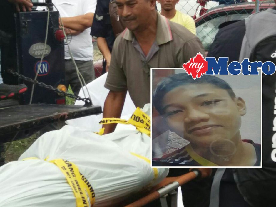 Mayat Mohd Aiman ditemui 11.50 pagi tadi. FOTO Nor Amalina Alias dan ihsan pembaca.