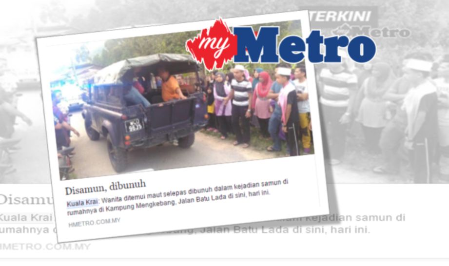 Keratan laporan portal berita Harian Metro pada 12 April