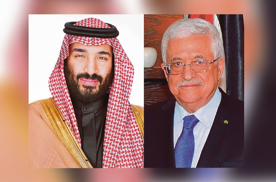 TAWARAN itu dibuat ketika pertemuan Abbas (kanan) dengan Putera Mahkota Arab Saudi, Mohammed Bin Salman. FOTO Agensi