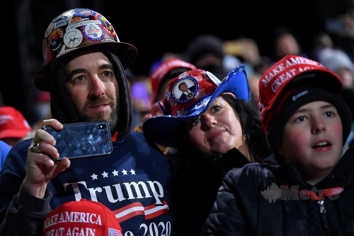 Perhimpunan penyokong Trump cetus 30,000 jangkitan Covid-19. FOTO AFP