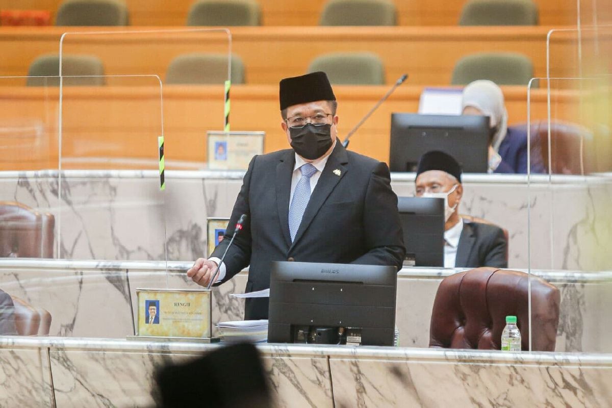 Ayub Jamil pada Persidangan Keempat Dewan Undangan Negeri (DUN) Johor ke-14, di sini, hari ini. FOTO IHSAN MEDKOM