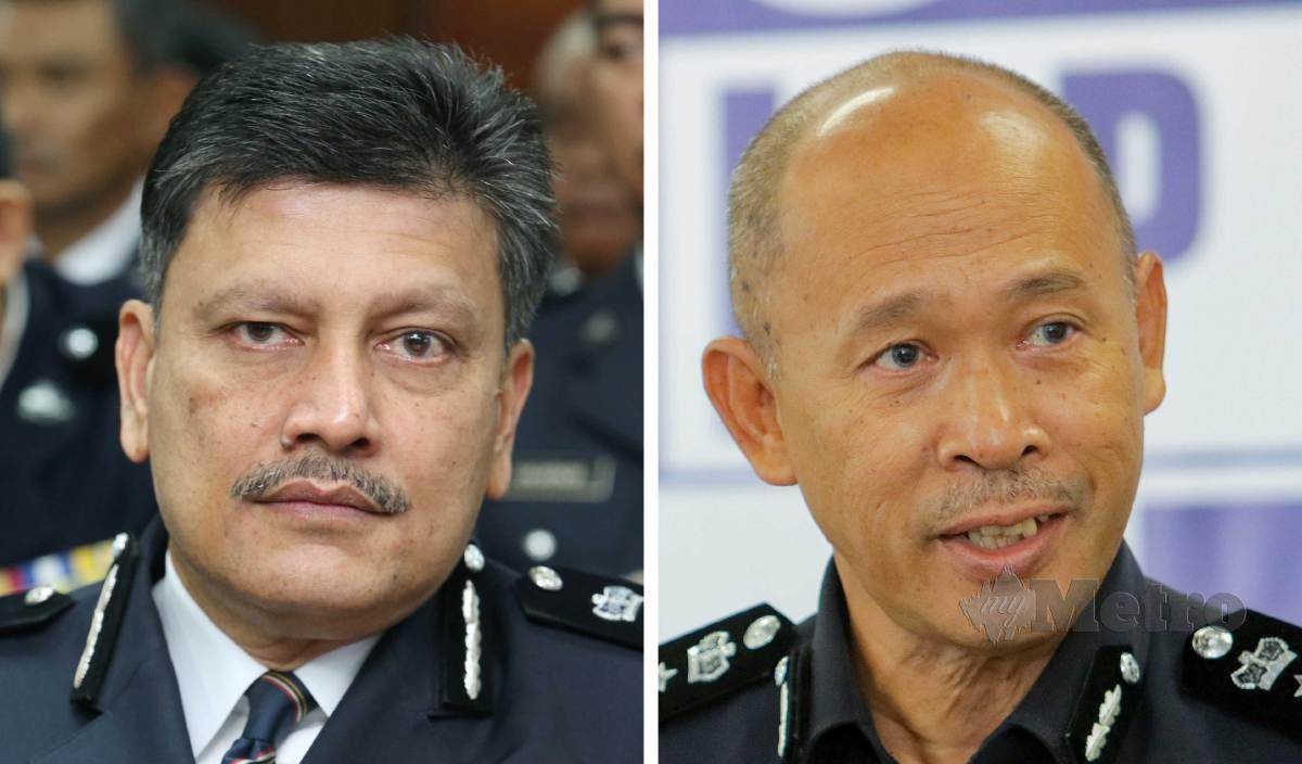AZMI (kiri) dilantik sebagai Ketua Polis Kuala Lumpur dan Arjunaidi dinaikkan pangkat sebagai Ketua Polis Selangor. FOTO Arkib NSTP