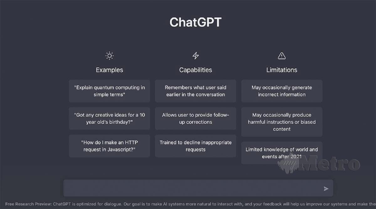 CHATGPT masih di peringkat ‘latihan’, namun ia memberi kesan kepada pengguna khususnya yang mahu mencari maklumat spesifik.