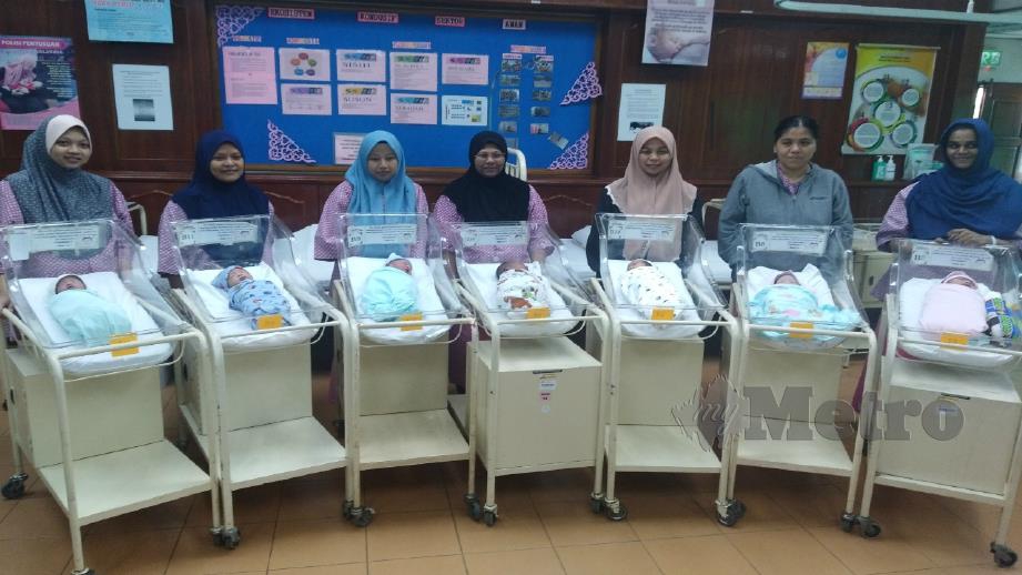 SEBAHAGIAN 14 bayi Tahun Baharu 2020 yang dilahirkan di Hospital Raja Permaisuri Bainun (HRPB). FOTO Balqis Jazimah Zahari. 
