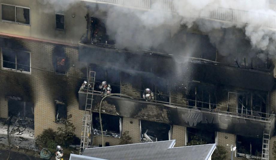 STUDIO Kyoto Animation terbakar. FOTO/AFP