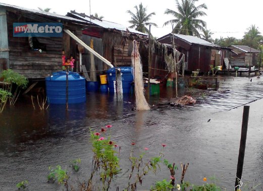 Banjir di Rumah Panjang Meling, Mukah. FOTO Ihsan bomba