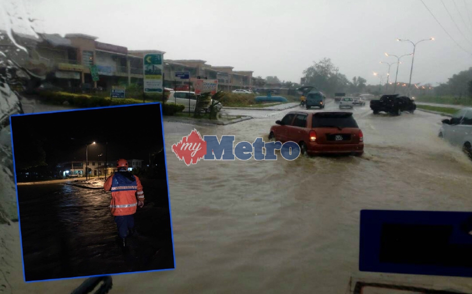 Sebahagian kampung yang dinaiki banjir di Kota Belud petang tadi serta di Jalan Tuaran-Kota Kinabalu di Rugading, Tuaran. FOTO Recqueal Raimi