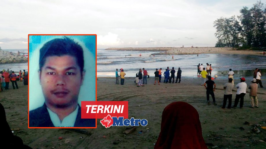 Mohd Shamsure ditemui lemas, manakala anak saudaranya masih hilang di Pantai Kemayang, Tawang, 5 petang, hari ini. FOTO Nik Abdullah Nik Omar
