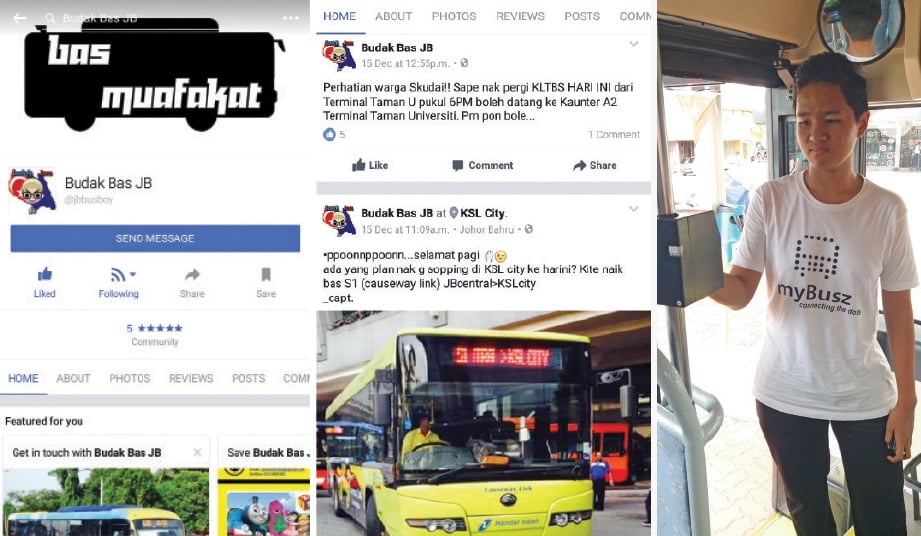 LAMAN Budak Bas JB di Facebook bagi menjawab pertanyaan orang ramai mengenai bas.