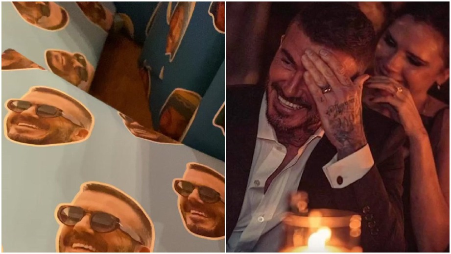 PEMBUNGKUS hadiah yang memaparkan wajah Beckham (kanan). FOTO Agensi 