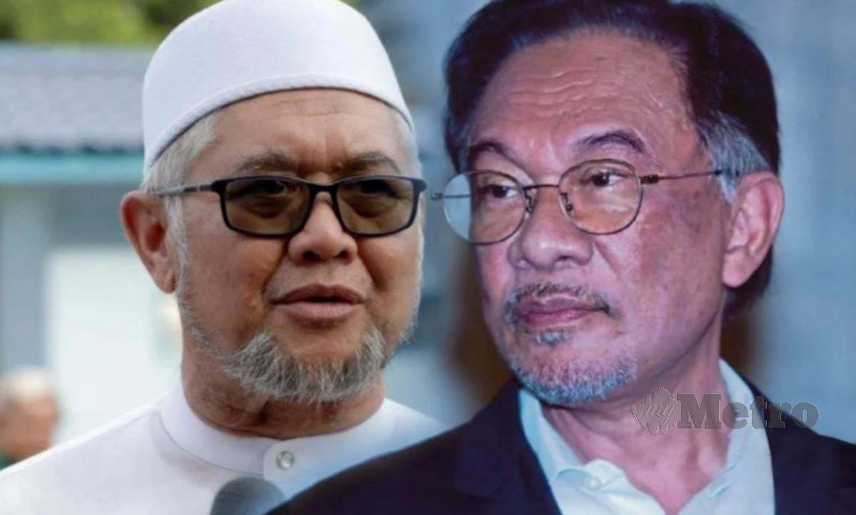 Perdana Menteri, Datuk Seri Anwar Ibrahim, kanan dan Pesuruhjaya PAS Perak, Razman Zakaria.