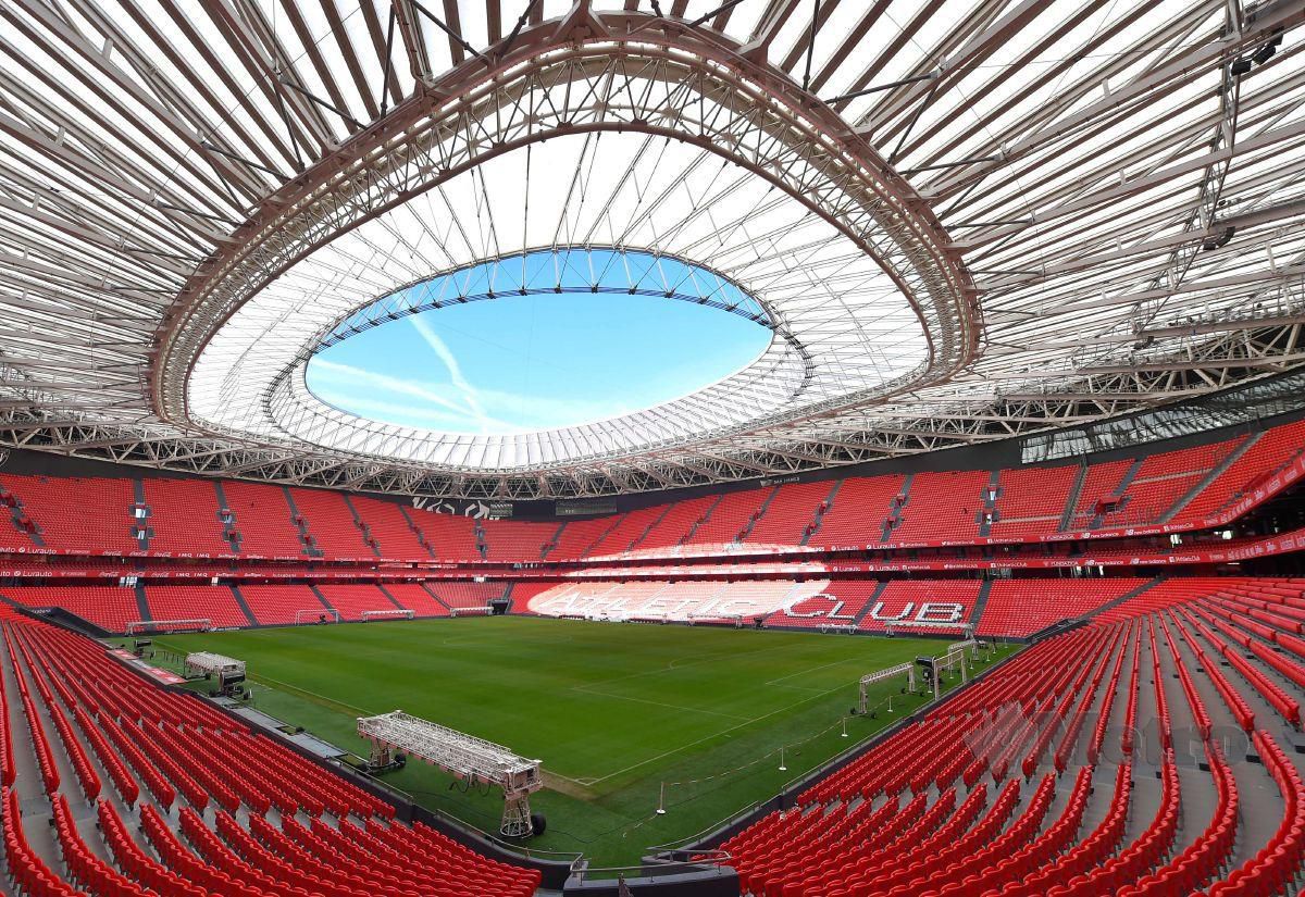STADIUM San Mames di Bilbao masih belum diberikan kebenaran untuk membenarkan kemasukan penonton. FOTO AFP