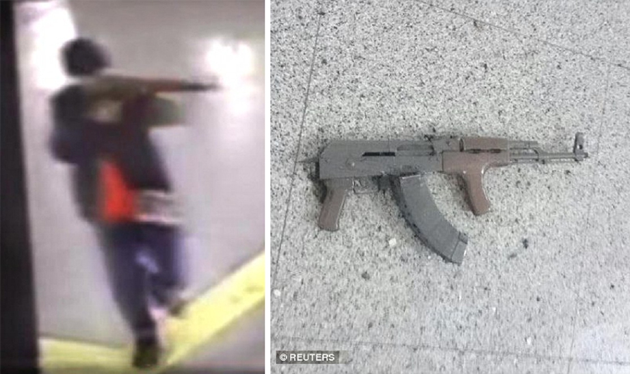 Seorang penyerang bersenjatakan AK-47 dirakam CCTV.