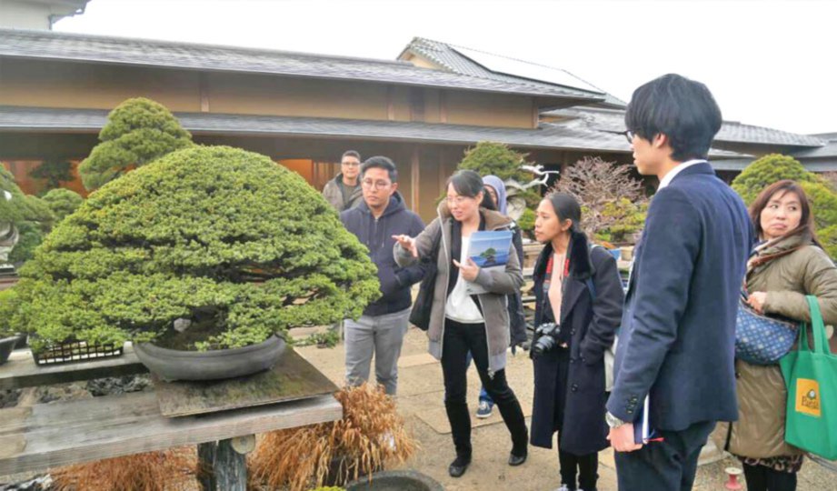 KUMPULAN media melihat kebun bonsai penduduk.