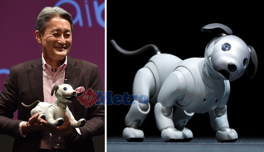 Presiden dan CEO Sony, Kazuo Hirai, memperkenalkan robot anjing peliharaan ‘aibo’ di Tokyo, hari ini. - Foto AFP/REUTERS