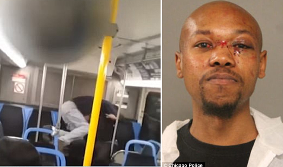 Petikan rakaman video Darnell R Scott, 37, (kanan) bergaduh dan menikam abang iparnya di atas bas. - Foto DM